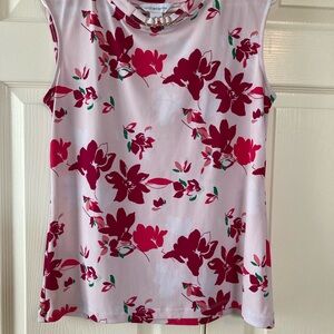 Liz Claiborne Floral Sleeveless Blouse - Pink and Red